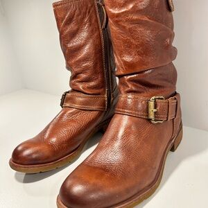 Sofft Women’s Brown Leather Ankle Boots Size 7M Buckle Side Zip Comfort